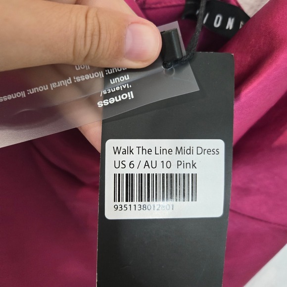 Lioness Walk The Line Midi Dress US 6 AU 10 Pink Cowl Neck Slip Slit - Picture 7 of 7